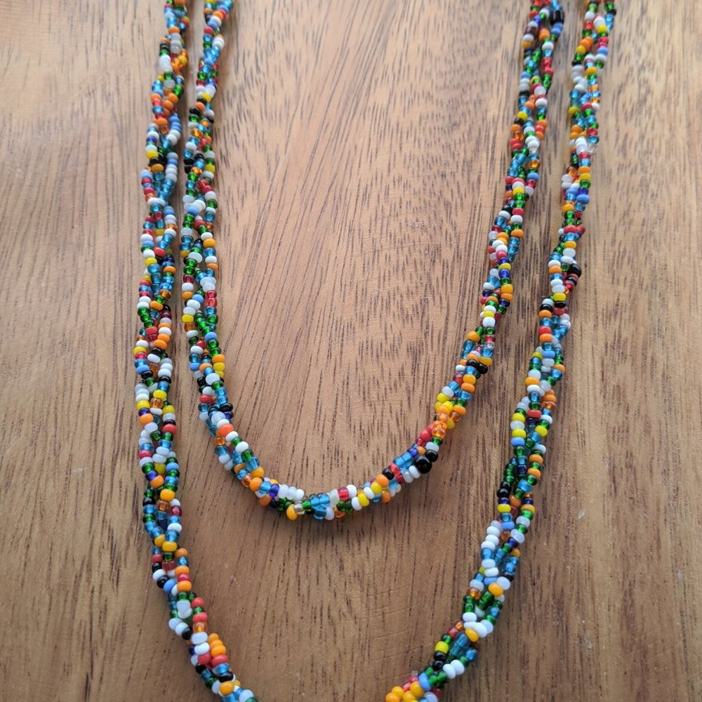 Vintage Braided 3 Strand Seed Bead Necklace - Picture 6 of 6